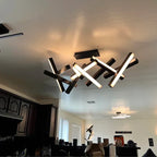 Modern Round / linear Geometric Aluminum LED Chandelier for Dining Room / bedroom