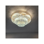 Extra Large Three Layers Round Luxury Flush Mounted Crystal Chandelier for Living Room