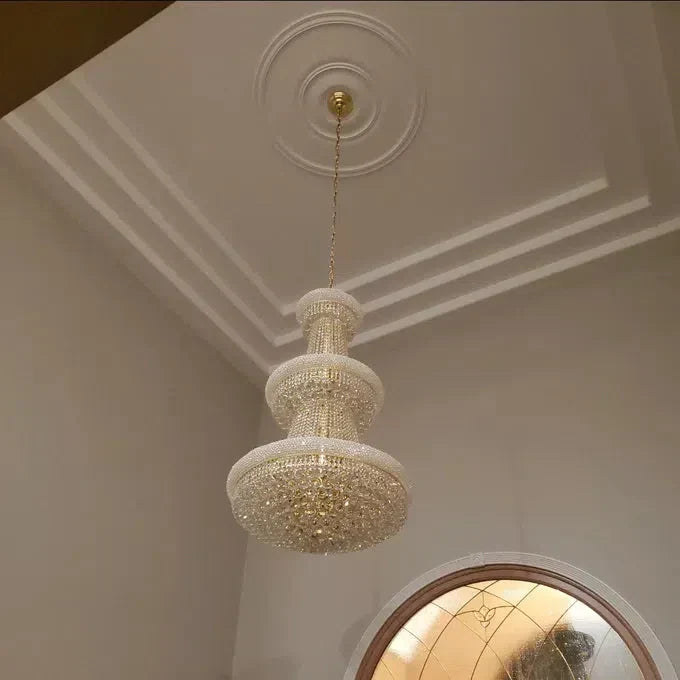 Luxury French Empire Chandelier for Villa Hall Ceiling Three-Layers Crystal Light for Hotel Lobby