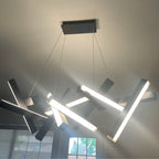 Modern Round / linear Geometric Aluminum LED Chandelier for Dining Room / bedroom