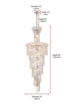 Extra Large Spiral Crystal and Metal Chandelier for Staircase Foyer Living Room