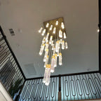 Modern Crystal Stick Chandelier with Glacier Bubble Design in Gold, Chrome, and Black Finish - High-Quality