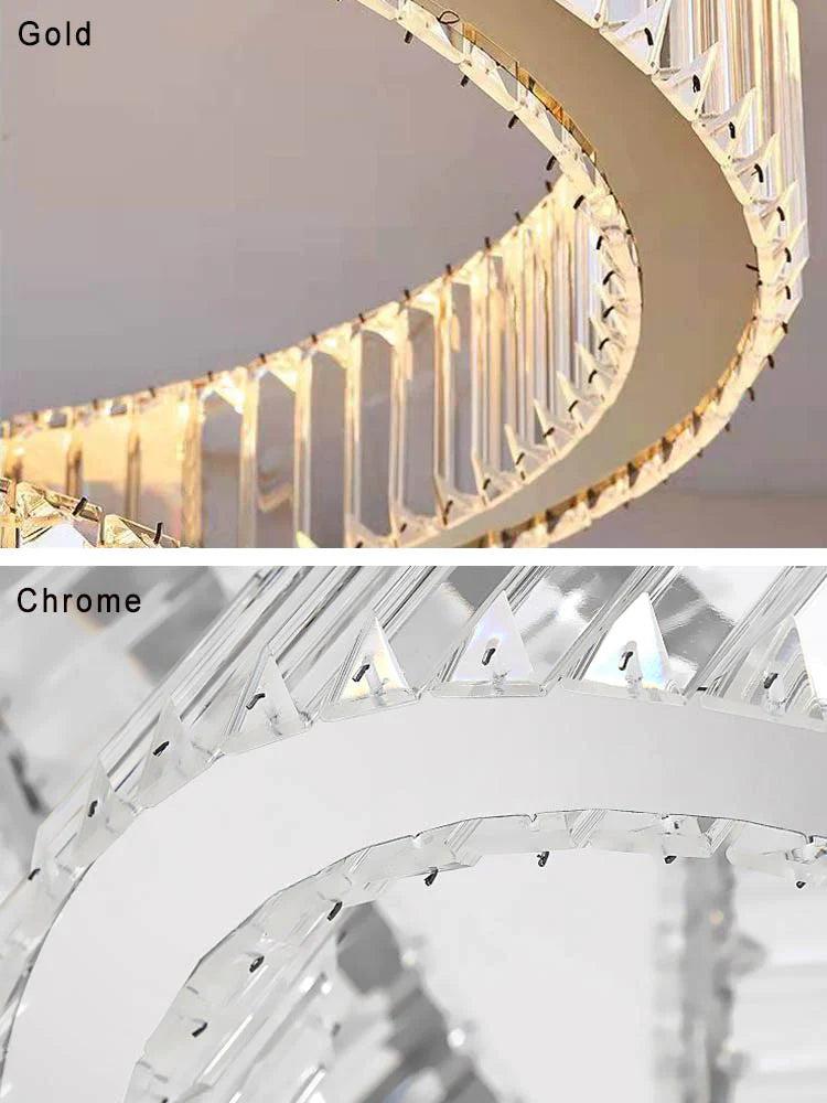 Modern Front Entryway Chandelier 3 / 4 / 5 / 6 / 7 Rings Crystal Gold / Chrome Finish Ceiling Lamp
