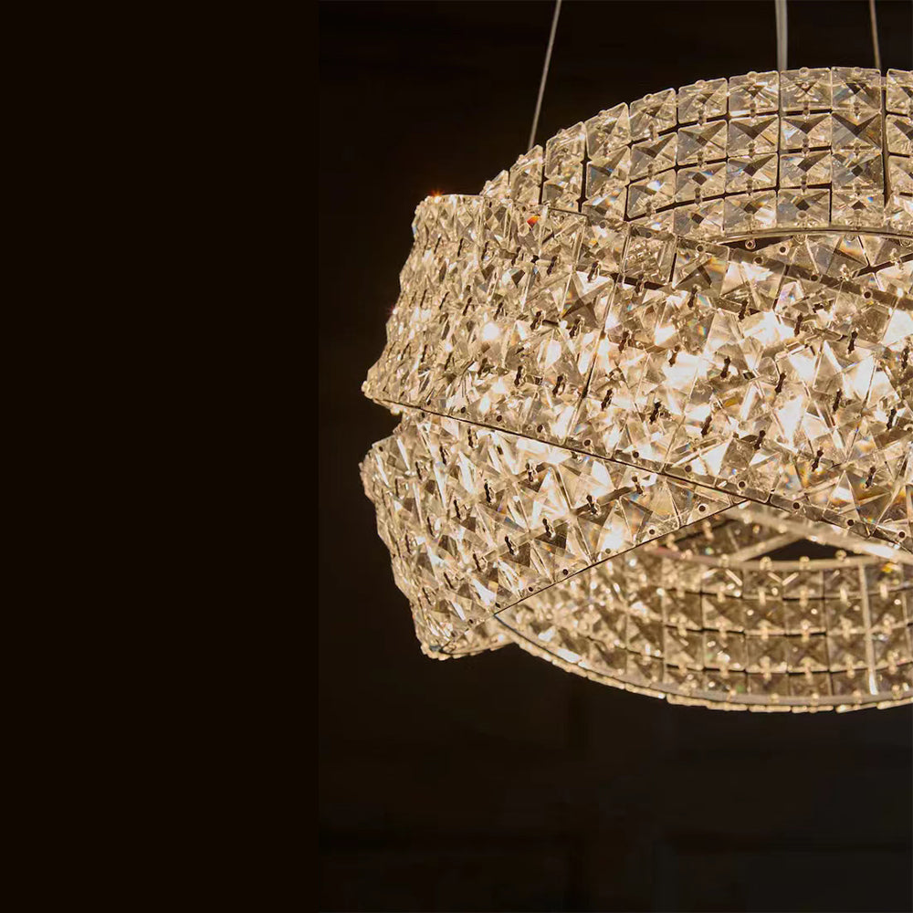 Round Crystal Ring Chandelier in Silver / gold Finish for Lowg-Ceiling