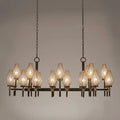 Modern Rectangular Crystal Shade Chandelier for Dining Room