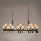 Modern Rectangular Crystal Shade Chandelier for Dining Room