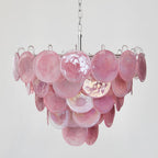Murano Glass Pink Disks Chandelier 27.6-Inch