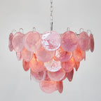 Murano Glass Pink Disks Chandelier 27.6-Inch