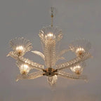 Vintage Italian 6-Arm Glass Chandelier for Low-Ceiling Bedroom / dining Room