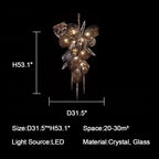 Glass Chandelier Italian Light Luxury Light for Dining Room / living Room