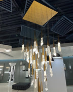 Luxury Floating Glaciers Diamond Crystal Chandelier for Staircase / foyer / entryway