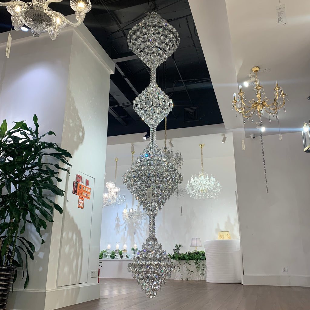 Luxury Three / four Cone Crystal Chandelier for Staircase / foyer / hotel
