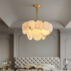 Alabaster Shell Brass Chandelier with 2 / 3 / 4 / 5 / 6 Layer