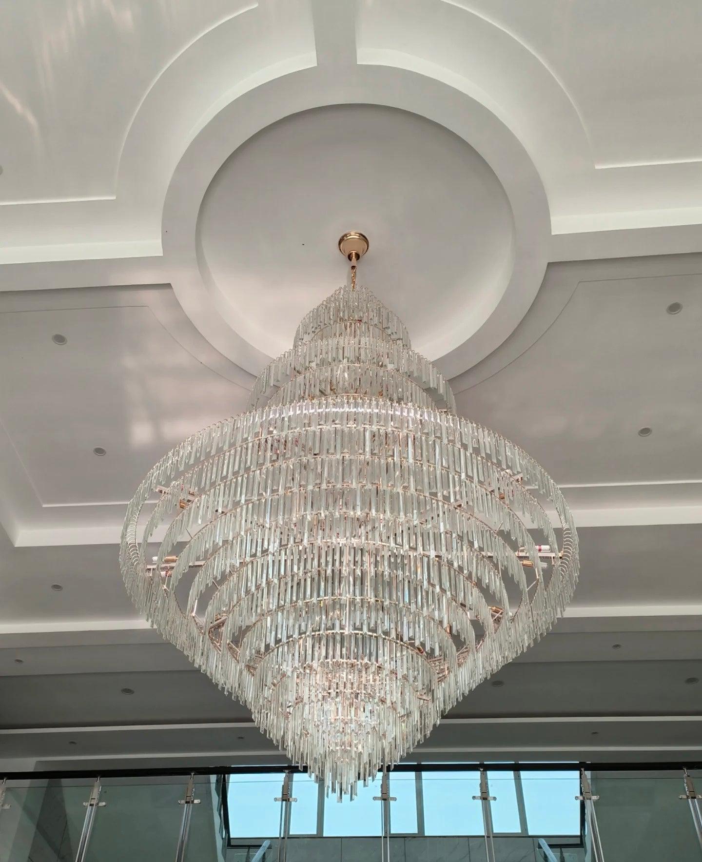 Luxury Multi-Tiered Extra Large Crystal Chandelier for Staircase / foyer / entryway