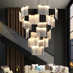 Acrylic Square Designer Tile Chandelier for Foyer and High Ceiling Living Room