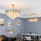 Round / rectangle Smoky Gray Crystal Pendant Chandelier Ceiling Fixtures Light for Living Room / dining Room /