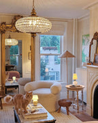 French Empire Vintage Ellipsoid Crystal Chandelier with Iron and Brass Finish for Living Room Bedroom