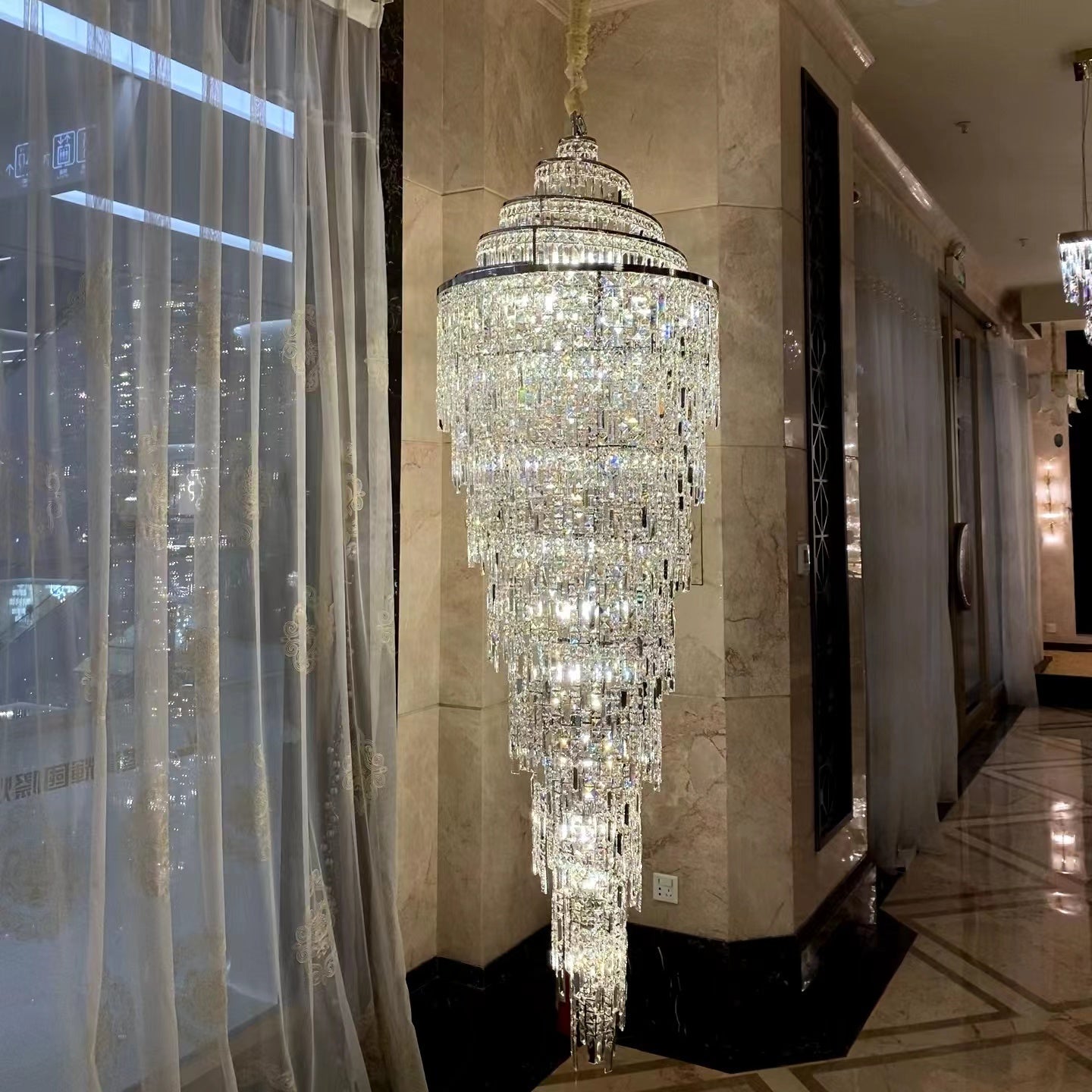 Luxury Spiral Crystal Chandelier for Foyer / Staircase