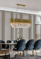 Luxury Crystal Chandelier with Gold Finish, Round or Rectangular Shape, Stainless Steel Quality for Living