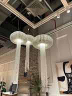 Designer Jellyfish Glass Crystal Pendant Chandelier with Metal Finish for Dining Room Entryway Bedroom