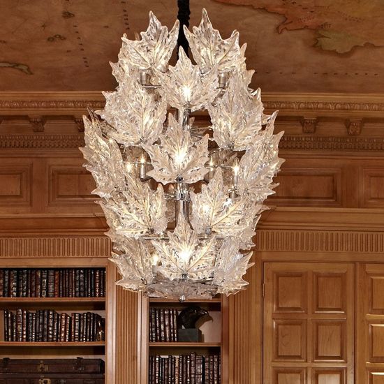 Modern Creative Clear Crystal Maple Leaf Chandelier for Living Room / bedroom