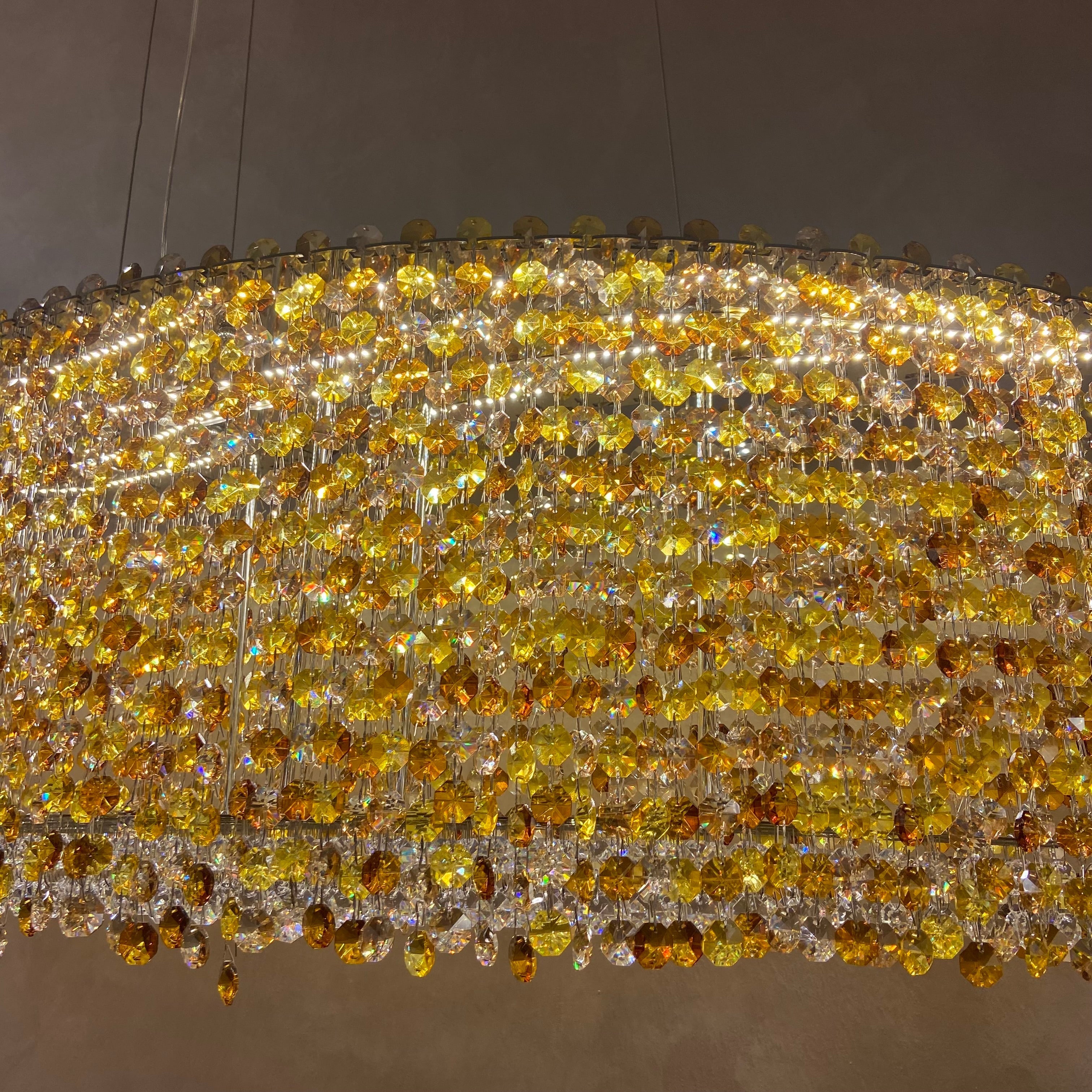 Italian Modern Light Luxury Round / wavy Crystal Chandelier Decorative Light for Living Room / dining Room