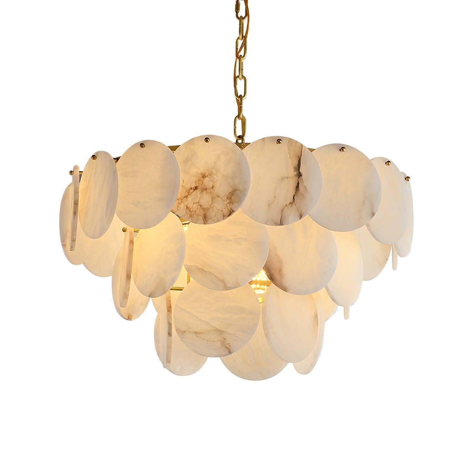 Alabaster Shell Brass Chandelier with 2 / 3 / 4 / 5 / 6 Layer