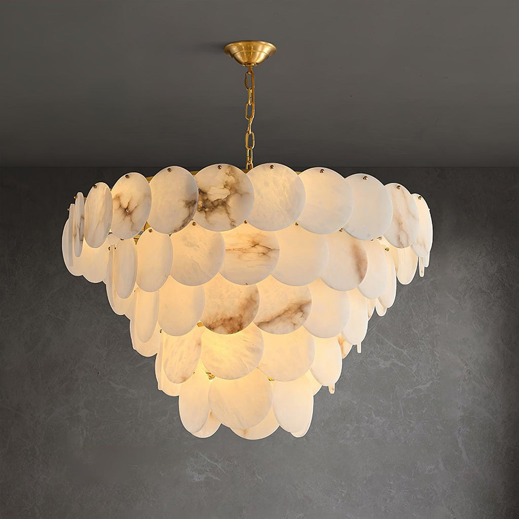 Alabaster Shell Brass Chandelier with 2 / 3 / 4 / 5 / 6 Layer
