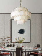 Alabaster Shell Brass Chandelier with 2 / 3 / 4 / 5 / 6 Layer