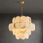 Alabaster Shell Brass Chandelier with 2 / 3 / 4 / 5 / 6 Layer