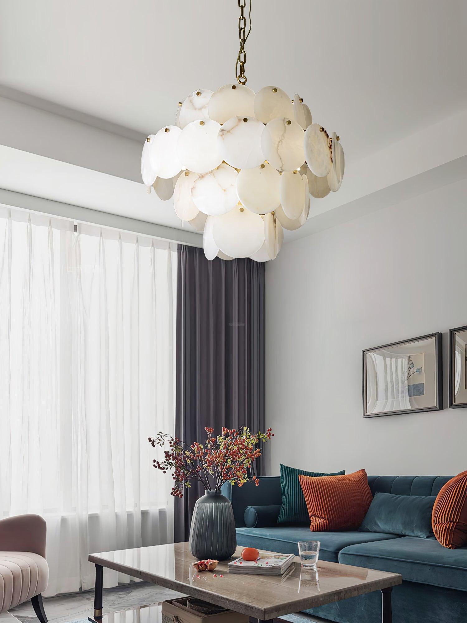 Alabaster Shell Brass Chandelier with 2 / 3 / 4 / 5 / 6 Layer