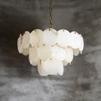 Alabaster Shell Brass Chandelier with 2 / 3 / 4 / 5 / 6 Layer