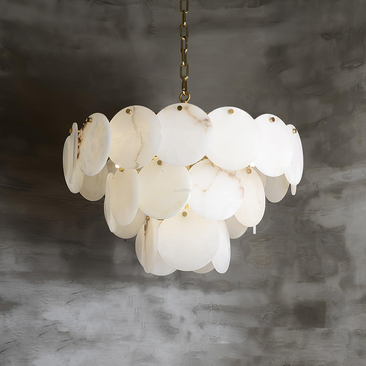 Alabaster Shell Brass Chandelier with 2 / 3 / 4 / 5 / 6 Layer
