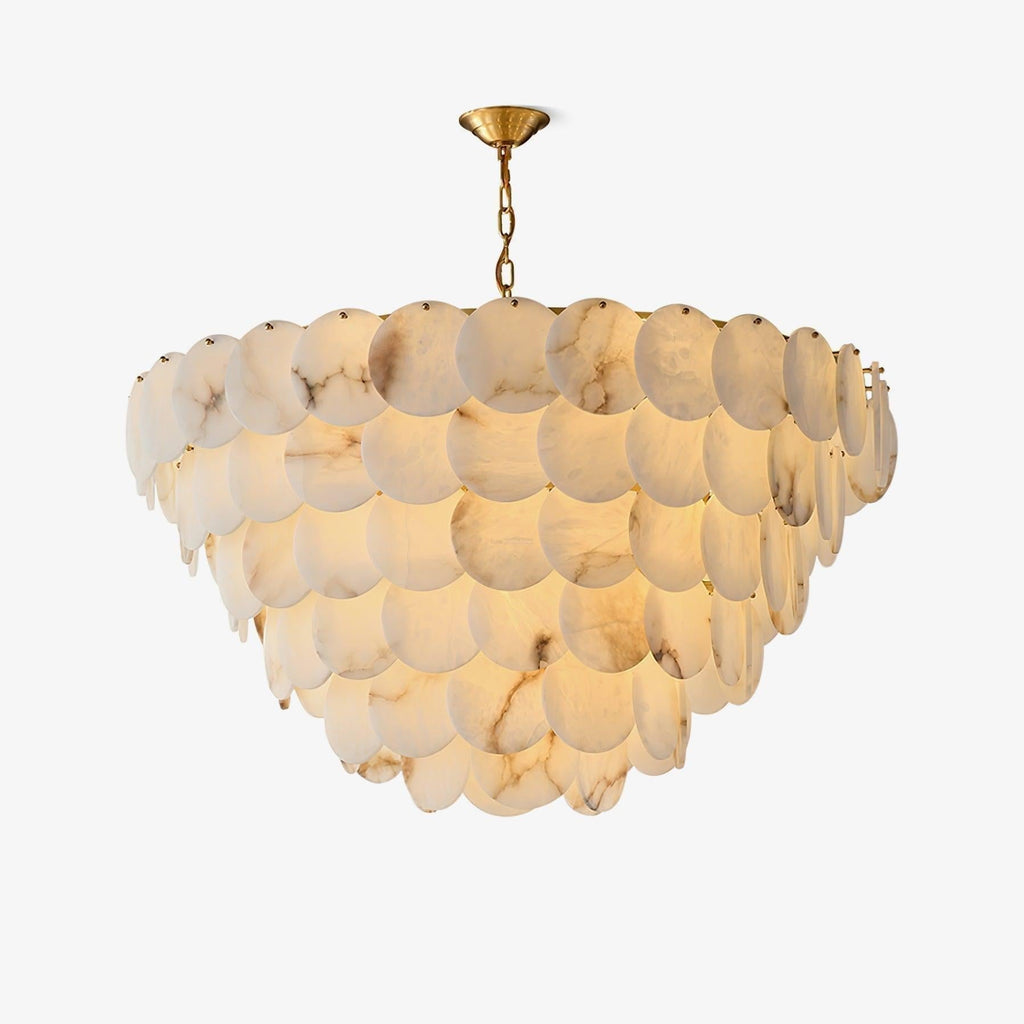 Alabaster Shell Brass Chandelier with 2 / 3 / 4 / 5 / 6 Layer