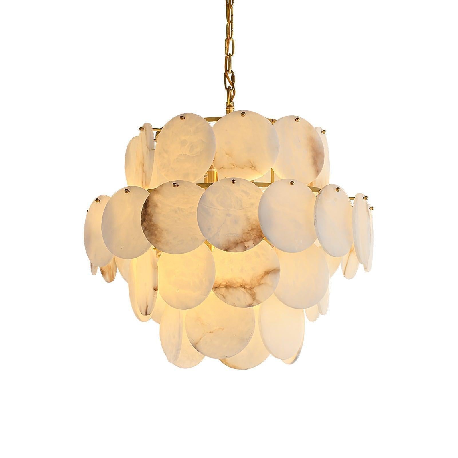 Alabaster Shell Brass Chandelier with 2 / 3 / 4 / 5 / 6 Layer