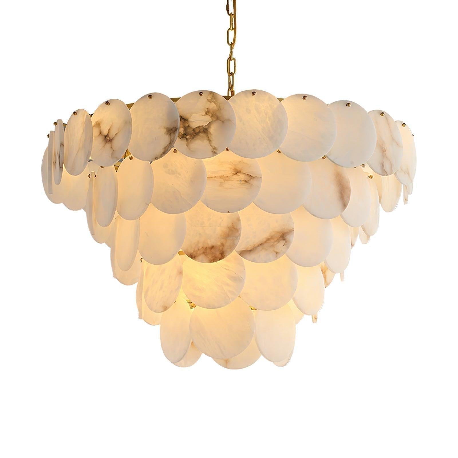 Alabaster Shell Brass Chandelier with 2 / 3 / 4 / 5 / 6 Layer