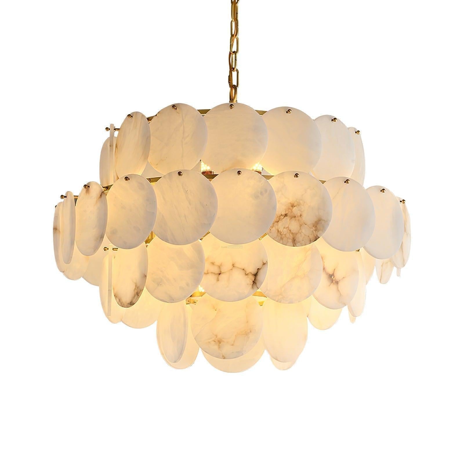 Alabaster Shell Brass Chandelier with 2 / 3 / 4 / 5 / 6 Layer