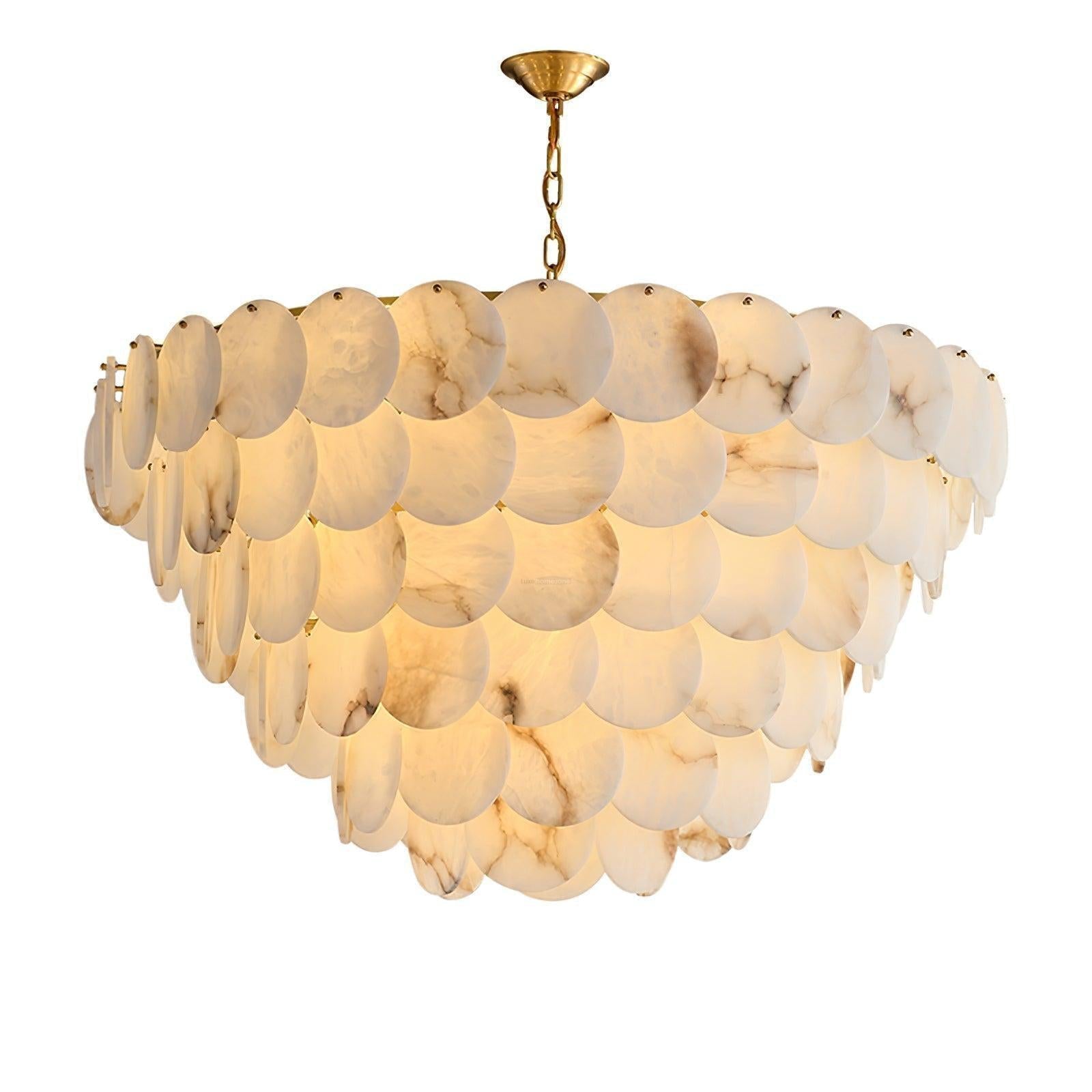 Alabaster Shell Brass Chandelier with 2 / 3 / 4 / 5 / 6 Layer