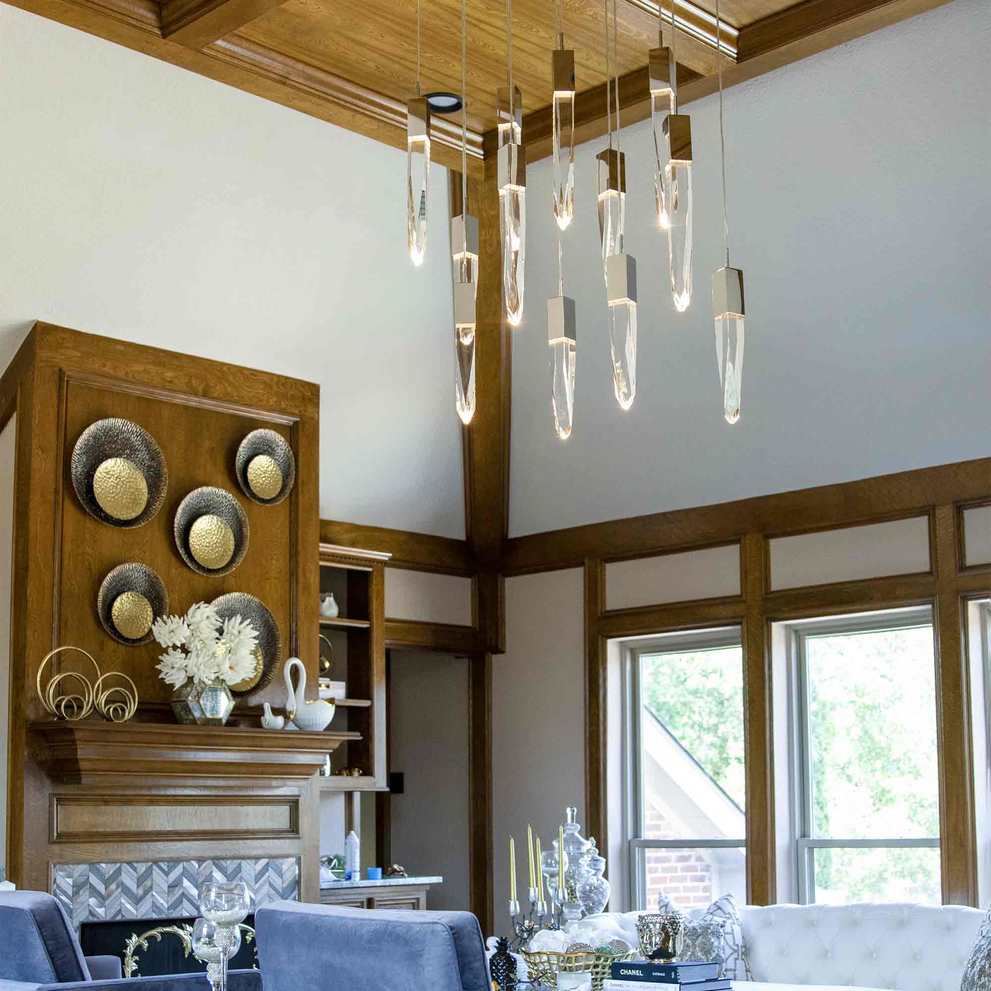 Modern Light Luxury Round / rectangle Ceiling Pendant Light in Black Finish for Kitchen Island / Staircase /