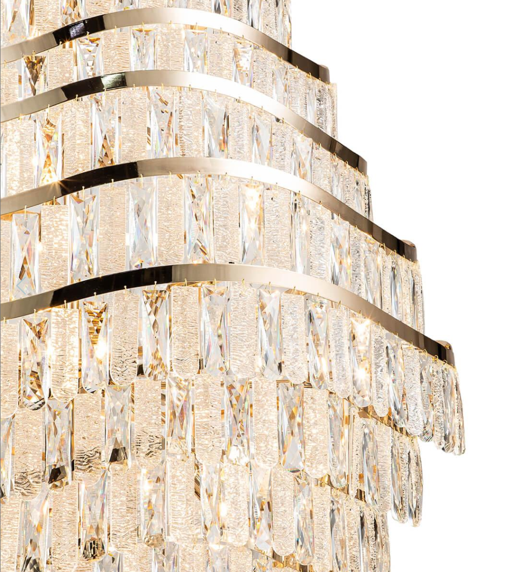 New Luxury Wavy Multi-Tiered Crystal Chandelier for Living Room