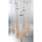 Modern Floating Blown Amber Glass Chandelier for High-Ceiling