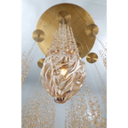 Modern Floating Blown Amber Glass Chandelier for High-Ceiling