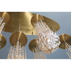 Modern Floating Blown Amber Glass Chandelier for High-Ceiling