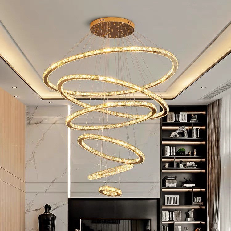 Light Luxury 5 / 6 / 7 Rings Crystal Chandelier for Staircase / foyer / villa