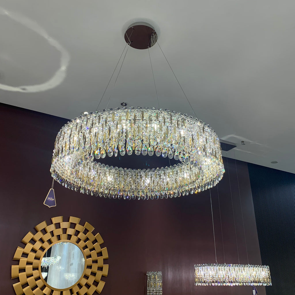Light Luxury Crystal Beads Drum Collection Flush Mounted / rectangle / round Chandelier