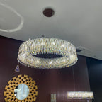 Light Luxury Crystal Beads Drum Collection Flush Mounted / rectangle / round Chandelier