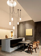 Modern Floating Pears-Inspired Frosted Glass Pendant for High-Ceiling