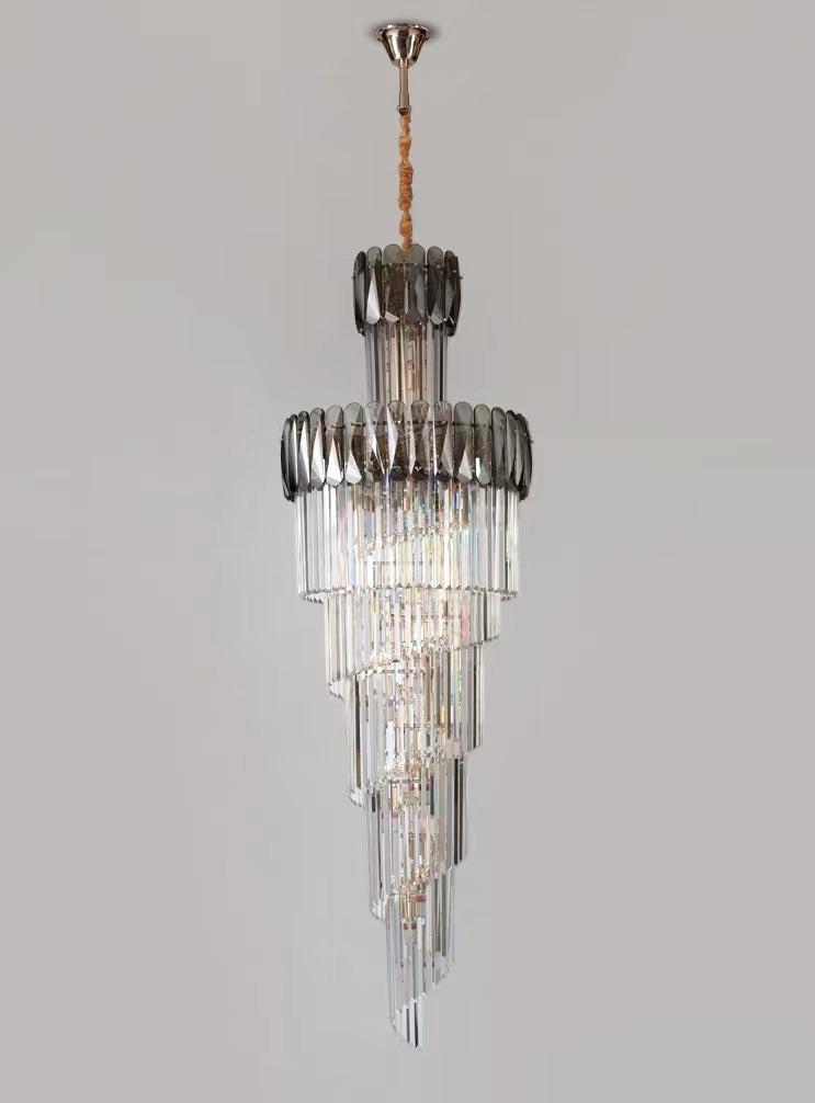 Luxury Extra Large Foyer Spiral Staircase Chandelier Long Crystal Ceiling Light for Living Room Hall Entrance
