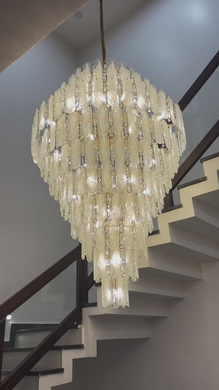 Modern Feather Crystal Chandelier in Chrome / gold Finish for High / low-Ceiling