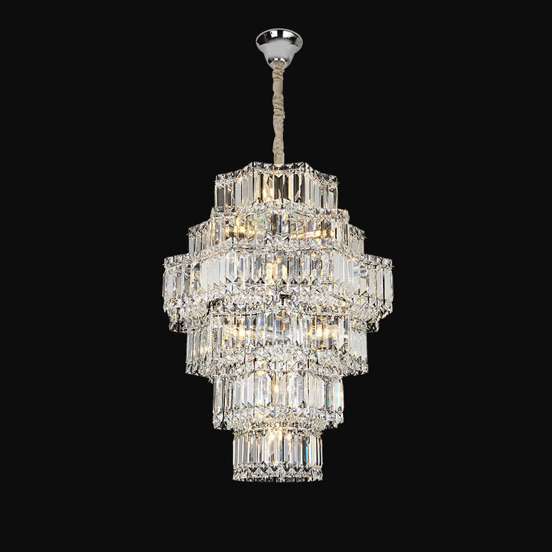Extra Large Plaza Hall Multi-Tier Crystal Chandelier Foyer Living Room Staircase Ceiling Lighting in Chrome /